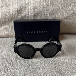 Ralph Lauren Black Round Sunglasses with Dark Lenses